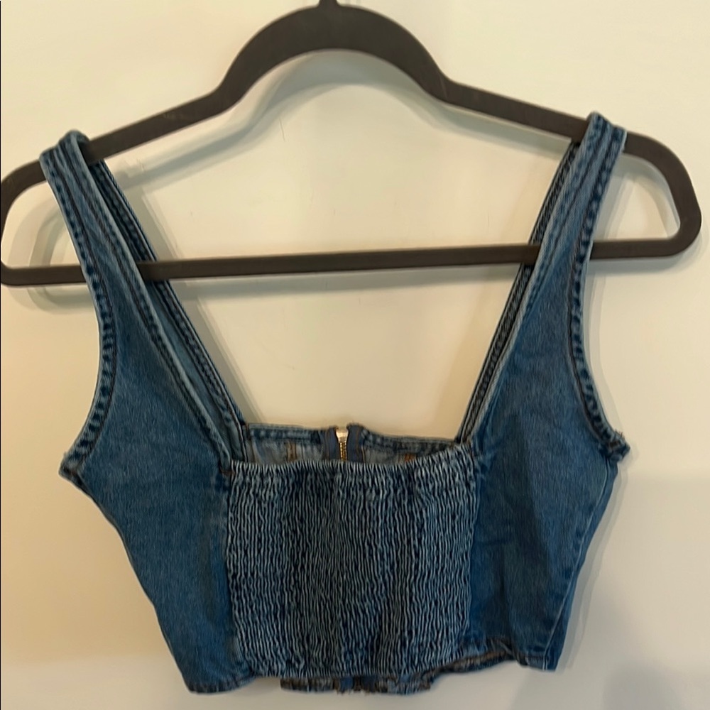Lone Star Pride Blue Fitted Bustier Crop Top - Picture 3 of 5